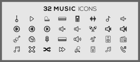 Music icon collection. Music instruments and set icons. Set of music musical instruments icons. vector