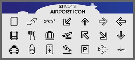 Airport icons collection. Travel vector icons for user interface design. Airport icon set.