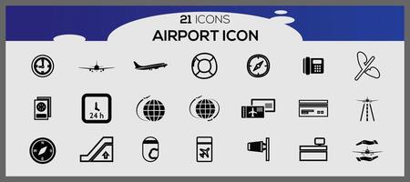 Airport icons collection. Travel vector icons for user interface design. Airport icon set.