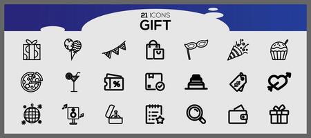 Gift box icon set. Set of holiday boxes silhouette. Birthday celebration line icon pack. vector