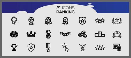 Ranking icon set. Level up label collection set. Trophy icons collection. vector