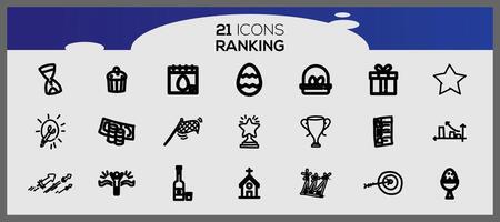 Ranking icon set. Level up label collection set. Trophy icons collection. vector