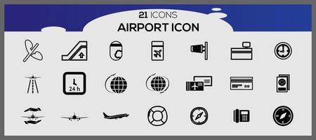 Airport icons collection. Travel vector icons for user interface design. Airport icon set.