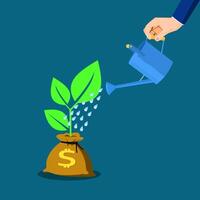 businessman waters a tree formed by a money bag vector
