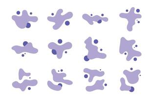 Dynamic Organic Shapes with Irregular Liquid Blotches. Modern Graphic Elements Fluid Shapes. Abstract Organic Blobs Irregular Shape. Vector illustration of Amoeba form Isolated on White Background