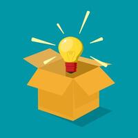 Light bulbs and boxes. Think outside the box vector