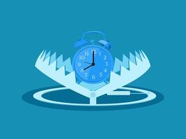 Time trap. Clock in the trap. Vector