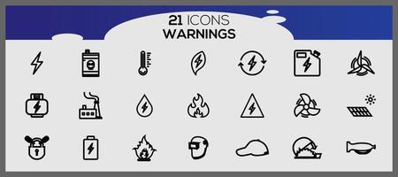 Simple Set of Warnings Related Vector Line Icons. Vector hazardous material signs all classes.