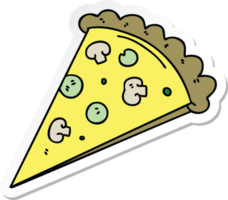 sticker of a quirky hand drawn cartoon slice of pizza png