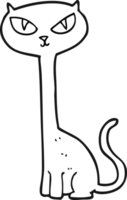 black and white cartoon cat png