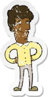 retro noodlijdende sticker van een cartoon gelukkige man png