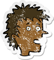 retro distressed sticker of a cartoon excited boy png