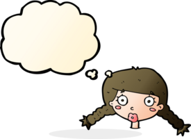 cartoon confused female face with thought bubble png