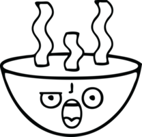 desenho de linha tigela de desenho animado de sopa quente png