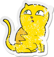 retro distressed sticker of a cartoon cat png