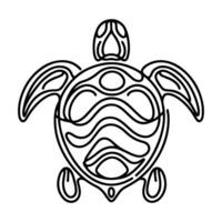 continuous one black line hand drawing turtle marine animal doodle vector illustration on white