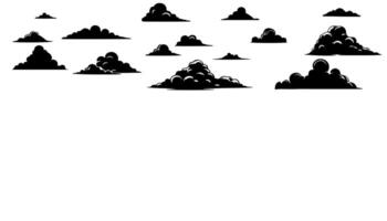 Horizontal silhouettes clouds shapes difference style. cloud weather forecast design elements vector set on white background