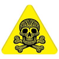 Danger triangle sign with skull and crossbones. hazard Warning icon symbol of death outline vector illustration