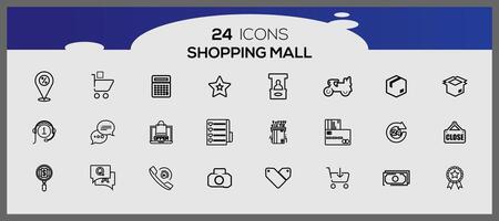 Supermarket minimal icons set. E-comerce icon collection. Shopping icons. vector