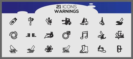 Simple Set of Warnings Related Vector Line Icons. Vector hazardous material signs all classes.