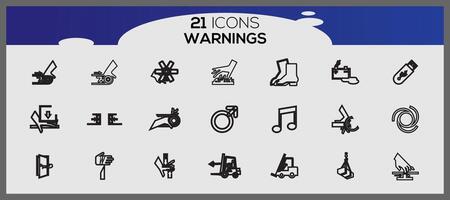 Simple Set of Warnings Related Vector Line Icons. Vector hazardous material signs all classes.