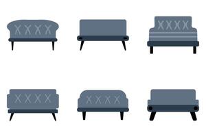 Simple couch icon set. Furniture flat design vector