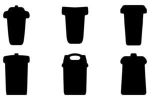 Trash can silhouette icon set vector