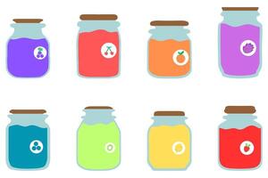 Fruit jam in a jar icon set vector