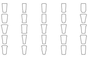 Outline party glass icon set. Drink vector