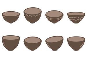 Simple bowl icon set. Tableware flat design vector