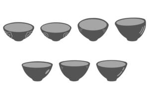 Simple bowl icon set. Tableware flat design vector