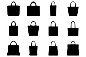 Simple silhouette of shopping bag. Icon set vector