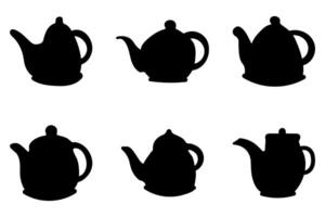 Simple silhouette of a teapot. Icon set vector