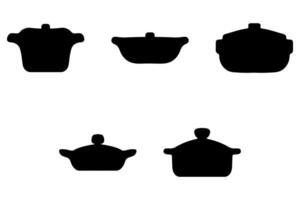 Simple silhouette of a soup pot. Icon set vector