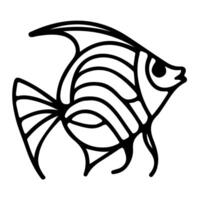 AI generated continuous single hand draw line art of fish outline doodle icon cartoon style coloring book page for kid vector illustration on white background