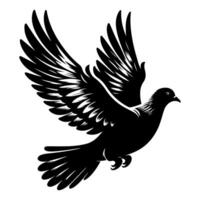 AI generated dove or pigeon flight silhouette vector illustration on white background