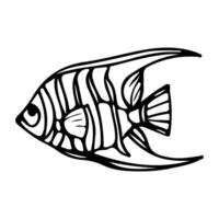 AI generated continuous single hand draw line art of fish outline doodle icon cartoon style coloring book page for kid vector illustration on white background