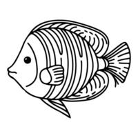 AI generated continuous single hand draw line art of fish outline doodle icon cartoon style coloring book page for kid vector illustration on white background