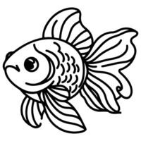 AI generated continuous single hand draw line art of fish outline doodle icon cartoon style coloring book page for kid vector illustration on white background