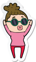 sticker of a cartoon woman wearing sunglasses png