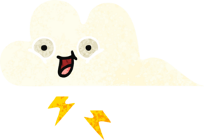 retro illustration style cartoon thunder cloud png