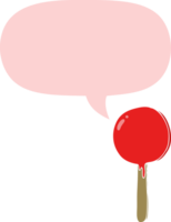 cartoon lollipop with speech bubble in retro style png