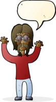 cartoon hippie man waving arms with speech bubble png