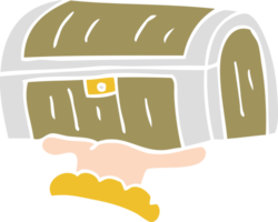 flat color illustration of a cartoon treasure chest png