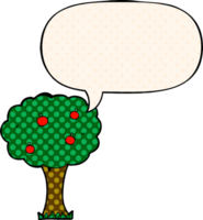 cartoon apple tree with speech bubble in comic book style png