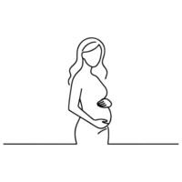 single continuous black line art drawing linear art medicine health care pregnancy healthy with pregnant food doodle vector illustration