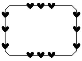 Hand drawn black lines art simple Horizontal heart shape border frame. Doodle sketch style decorative element vector for banner, poster, wedding