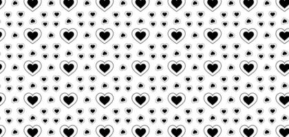 hand drawn doodle Hearts shape black line seamless pattern heart on white Abstract background vector illustration