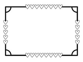 Hand drawn black lines art simple Horizontal heart shape border frame. Doodle sketch style decorative element vector for banner, poster, wedding