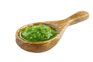 AI generated Green Seaweed Gel on Wooden Spoon png